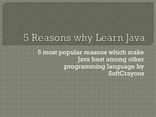 5 reasons Why learn java