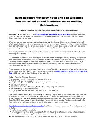 Hyatt Regency Monterey Hotel and Spa Weddings