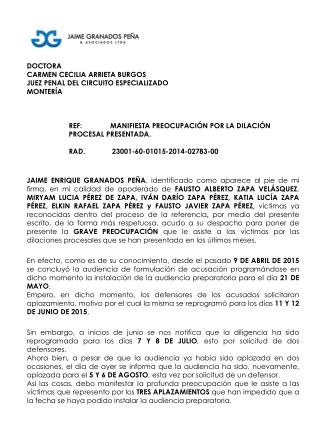 Solicitud de Jaime Granados en el Caso Zapa