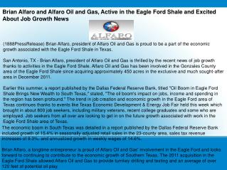 Brian Alfaro and Alfaro Oil and Gas, Active in the Eagle For