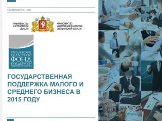 ГОСУДАРСТВЕННАЯ ПОДДЕРЖКА МАЛОГО И СРЕДНЕГО БИЗНЕСА В 2015 Г