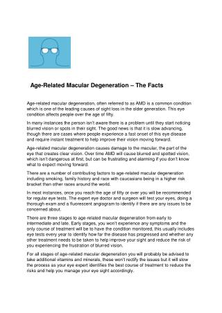 Age-Related Macular Degeneration – The Facts