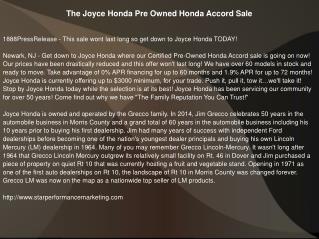 The Joyce Honda Pre Owned Honda Accord Sale