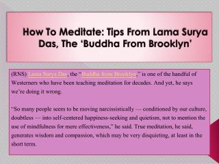 How To Meditate: Tips From Lama Surya Das, The ‘Buddha From 