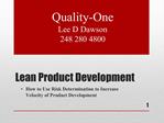 Lean Product Development