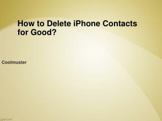 How to Erase All Contacts from iPhone 5S/5/4S/3GS without Re