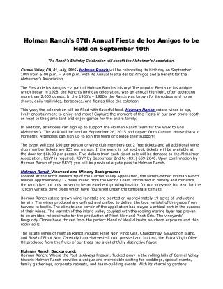 Holman Ranch’s 87th Annual Fiesta de los Amigos