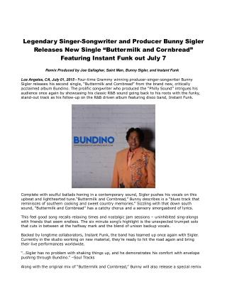 Legendary Singer-Songwriter and Producer Bunny Sigler