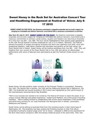 Sweet Honey in the Rock Set for Australian Concert Tour