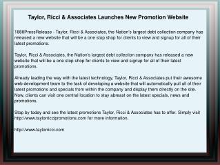 Taylor, Ricci & Associates Launches New Promotion Website
