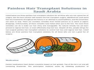 Painless Hair Transplant in Saudi Arabia