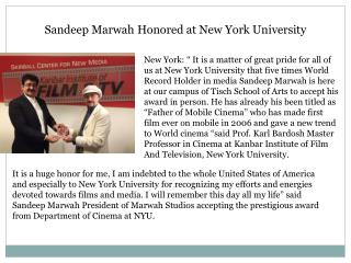 Sandeep Marwah Honored at New York University