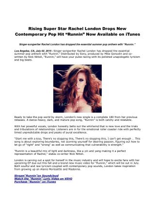 Rising Super Star Rachel London Drops New Contemporary Pop