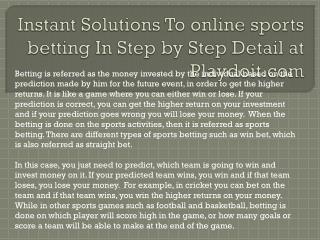 Instant Solutions To online sports betting In Step by Step D