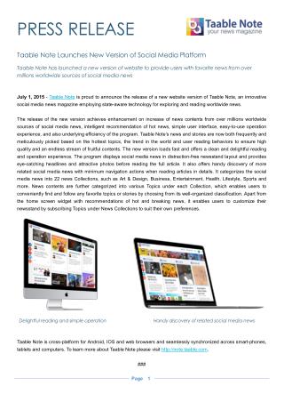 Taable Note Launches New Version of Social Media Platform