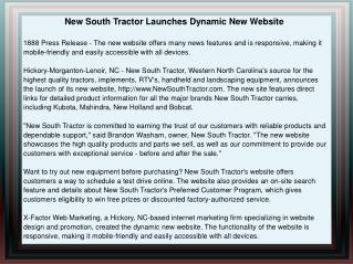 New South Tractor Launches Dynamic New Website