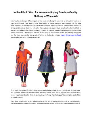 Women’s Indian Ethnic Wear- Buying Premium Quality Wholesale