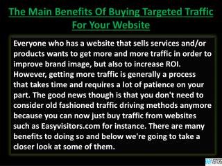 The Main Benefits Of Buying Targeted Traffic For Your Websit