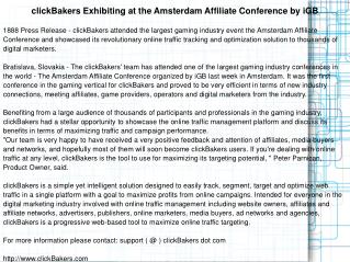 clickBakers Exhibiting at the Amsterdam Affiliate Conference