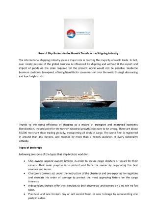 Role of Ship Brokers in the Growth Trends in the Shipping In