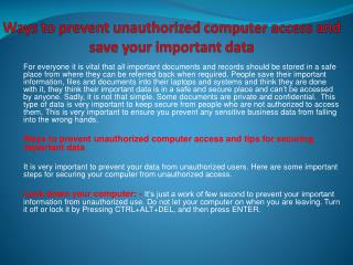 Ways to prevent unauthorized computer access and save your i