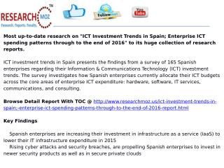 ICT Investment Trends in Spain; Enterprise ICT spending patt