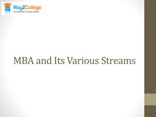 MBA and Its Various Streams