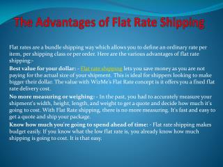 The Advantages of Flat Rate Shipping