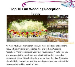 Top 10 Fun Wedding Reception Ideas