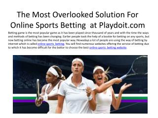 The Most Overlooked Solution For online sports betting at Pl