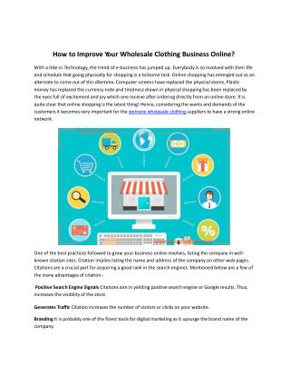 How to Improve Wholesale Clothing Business Online?