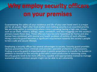 Why employ security officers on your premises