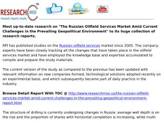Russian Oilfield Services Market Amid Current Challenges in the Prevailing Geopolitical Environment