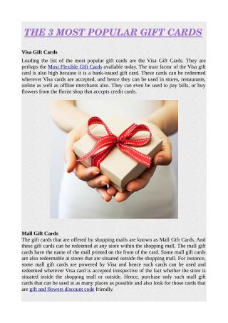 THE 3 MOST POPULAR GIFT CARDS