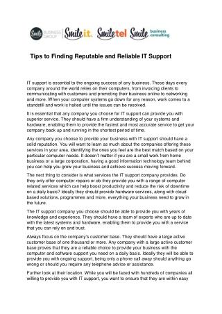 Tips to Finding Reputable and Reliable IT Support