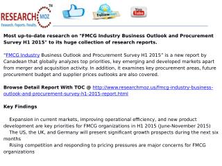FMCG Industry Business Outlook and Procurement Survey H1 2015