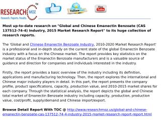 Global and Chinese Emanectin Benzoate (CAS 137512-74-4) Industry, 2015 Market Research Report