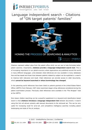 IntellectPeritus: Language independent search - Citations of “ON target patents' families”