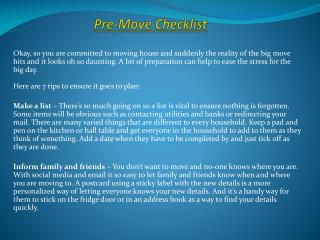 Pre-Move Checklist