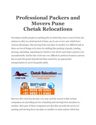Professional Packers and Movers Pune Chetak Relocations