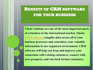 Benefit of CRM software for your business