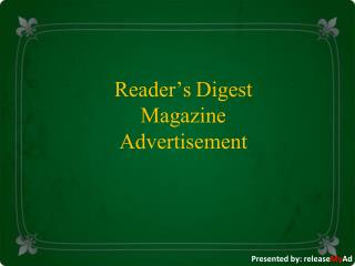 Advertise in largest selling english family magazine Reader’s Digest through releaseMyAd