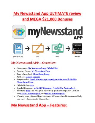 ULTIMATE review and $11000 bonuses of My Newstand App