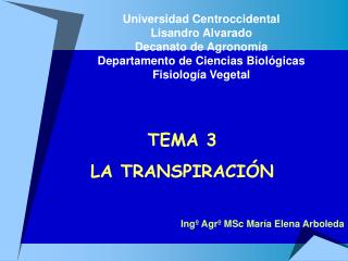 TEMA 3 LA TRANSPIRACIÓN