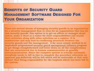 Benefits of Security Guard Management Software Designed For Your Organization