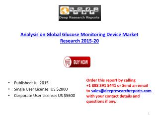 International Glucose Monitoring Device Market Opportunities and 2019 Forecast
