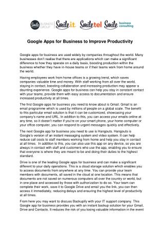 Google Apps for Business to Improve Productivity