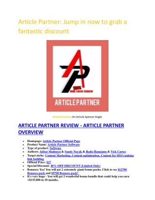 Full detail of Article Partner and $13000 bonuses pack