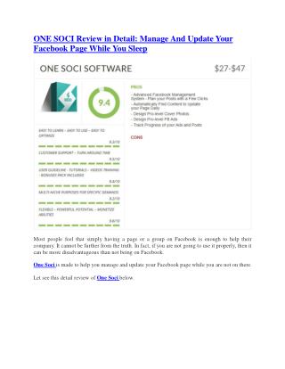 OneSoci functions review in detail and massive bonuses