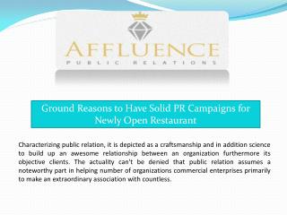 Ground Reasons to Have Solid PR Campaigns for Newly Open Restaurant